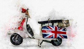 Die britische FIFO!-Methode und eine entscheidende Frage 1 Motorroller mit britischer Flagge