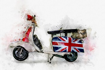 Motorroller mit britischer Flagge